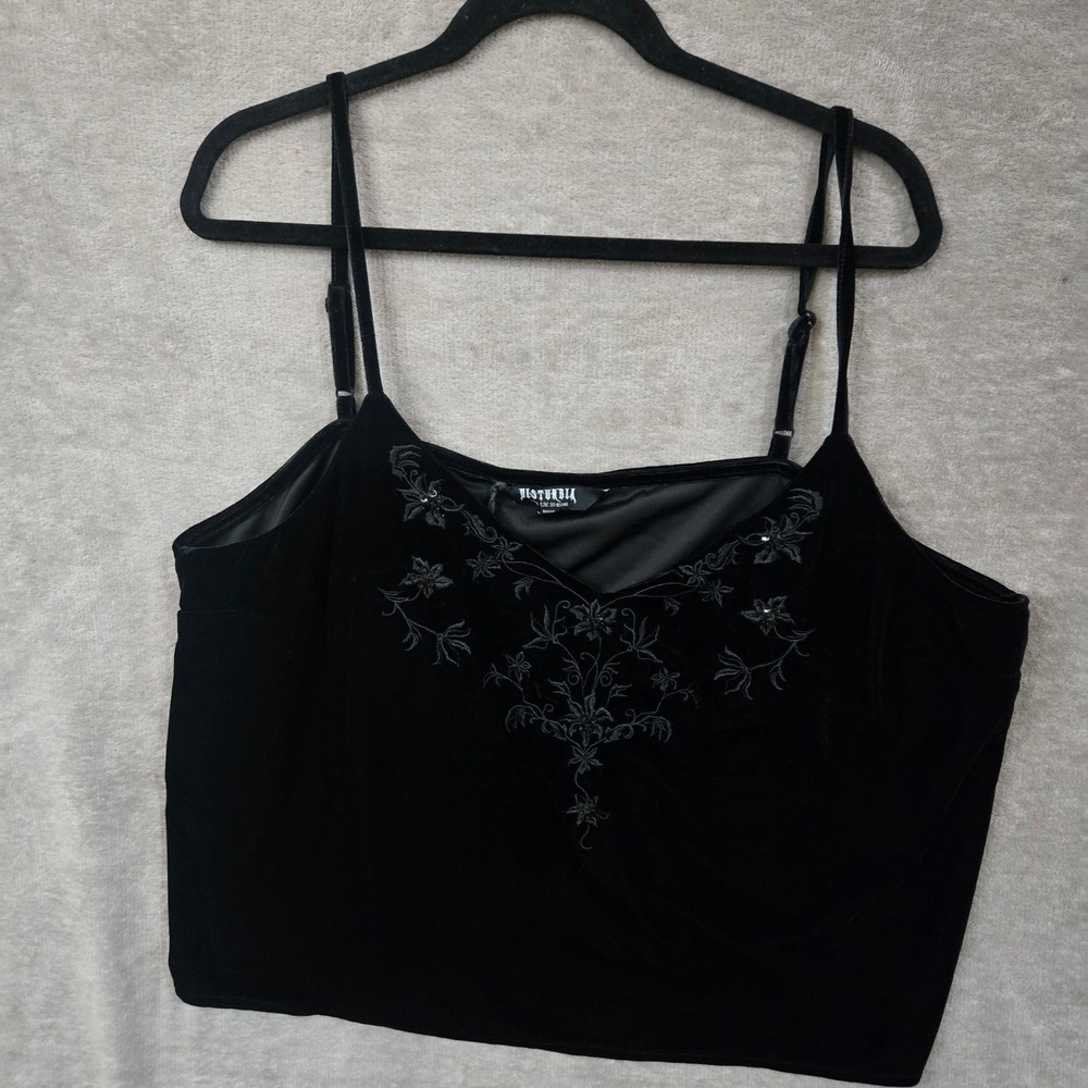 Disturbia Velvet Embroidered Crop Cami Romantic 16 Fairy Goth Whimsigoth Grunge